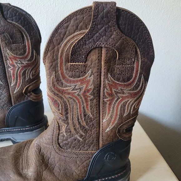 Justin Men's Driscoll Mahogany Western Work Boot Squaretoe WK2110 - Picture 7 of 16